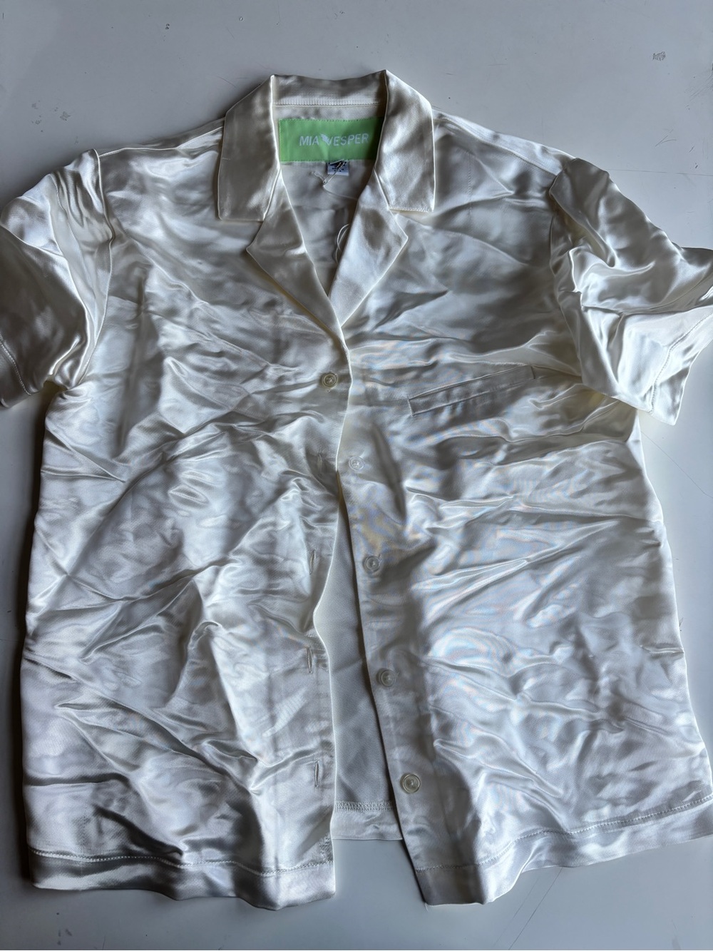 Milan Vesper Cream Short-Sleeve Button-Down Blouse